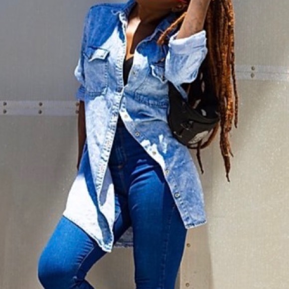 Oversized light denim button down shirt - Picture 7 of 7